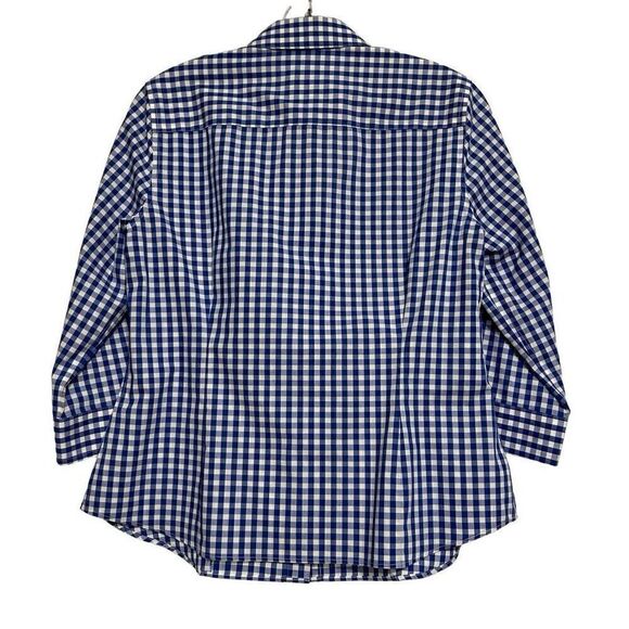Jones New York Signature Button-Up Top Womens Medium Petite Blue & White Gingham - Picture 6 of 10